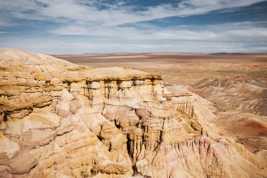 Bayanzag Flaming Cliffs Gobi Desert Mongolia Plain