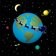 Fototapete Kosmos Vektor-Urlaub-Hintergrund mit Weihnachtsmann