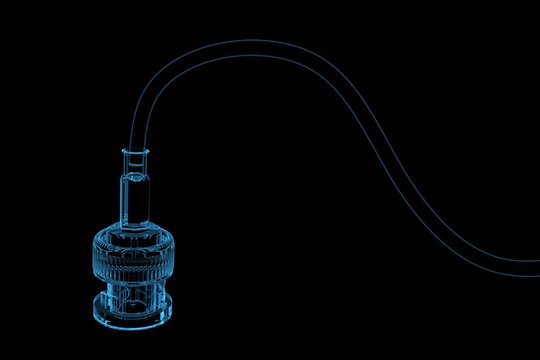 RF connector 3D xray blue transparent