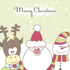 Santa, Reindeer, snow man. Vector illustration