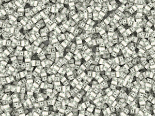 Wealth. Background from packs of dollar. 3d