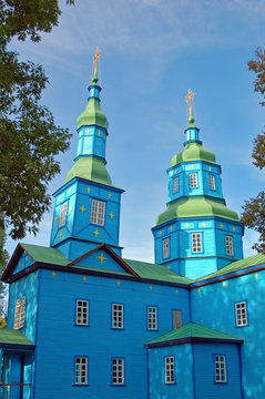 Antique wooden chapel at Pereiaslav-.Khmelnytskyi, Ukraine.