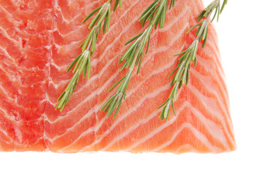 fresh uncooked salmon fillet with rosemary