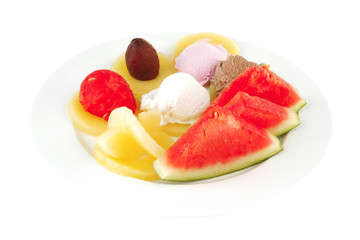 ice cream and fruits