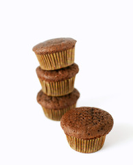 chocolate muffins on white
