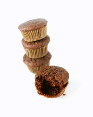 chocolate muffins on white