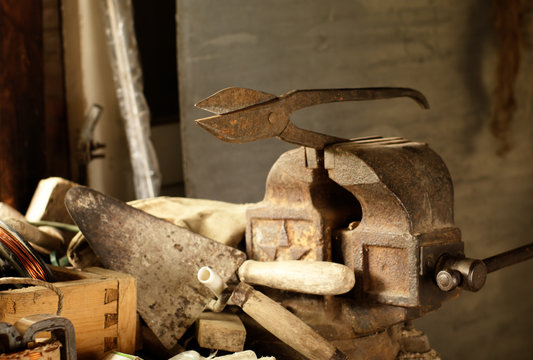 Old shears and trowel