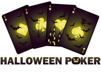 Halloween poker cards, vector