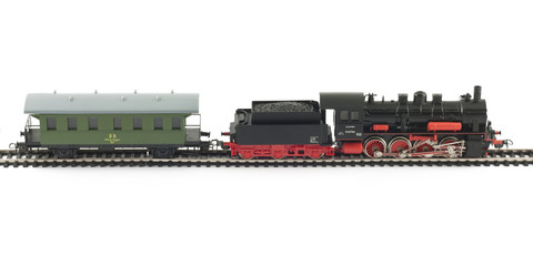 Obraz premium Toy Steam Train and caboose