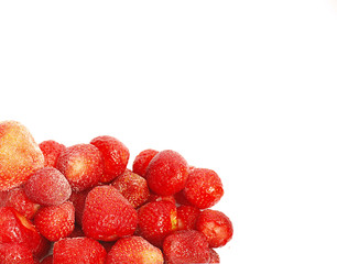Beautiful  frozen  strawberries isolated on white background