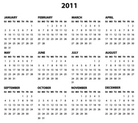 Calendar for Year 2011