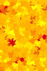 Naklejka na ściany i meble Vibrantly colored autumn leaves, vector wallpaper