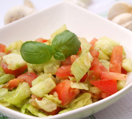 Eisbergsalat mit Tomaten und Gurken