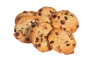Chocolate cookies on white background with clipping path