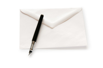 Mail concept with envelope isolated on the white