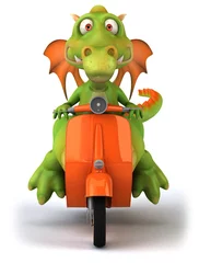 Printed kitchen splashbacks Motorcycle Dragon en scooter