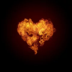 Crédence de cuisine en verre imprimé Flamme Coeur en feu