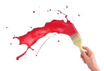 Gordijnen red paint splashing © Okea
