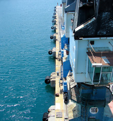 cargo port cranes in port of Barcelona, Spain