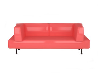 Modern red sofa, isolated