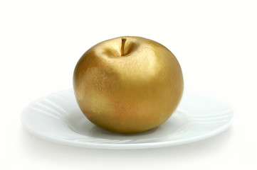 Golden apple isolated on white - 26412615