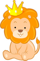 Obraz na płótnie Canvas Cute Lion With Crown