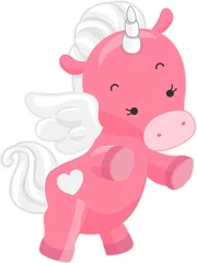 Abwaschbare Fototapete Pony Süßes rosa Einhorn