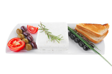 soft feta cube and bread toast