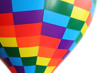 multicolored hot-air balloon toy isolated on white