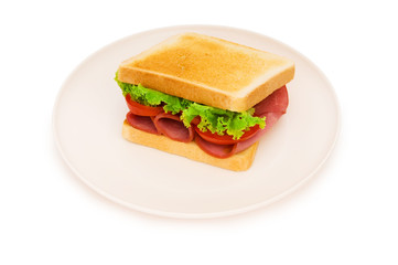Tasty sandwich isolated on the white background