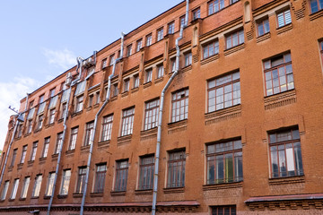 Fototapeta na wymiar Old Industrial building from red bricks , Saint Petersburg