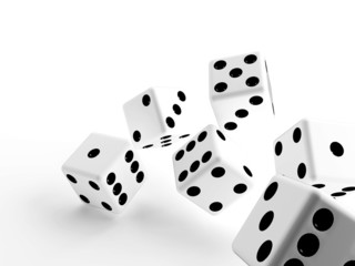 white dice cubes on a light background