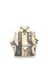 dollar folded origami style into a shirt and tie