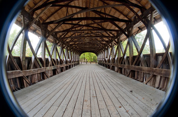 Covered bridge interior shot with semi fish-eye lens