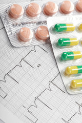 pills on the cardiogram