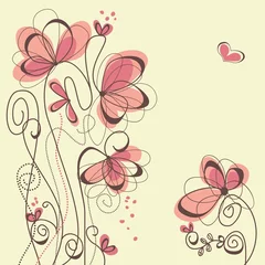 Stickers pour porte Fleurs abstraites Fond floral mignon