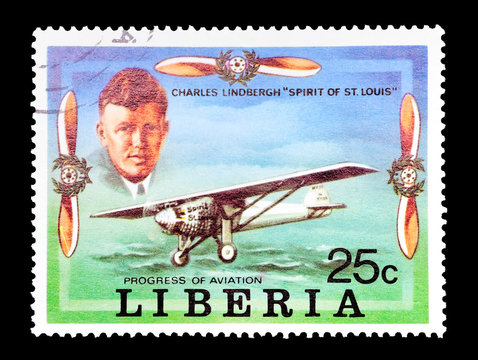 Liberian stamp featuring aviation pioneer Charles Lindbergh