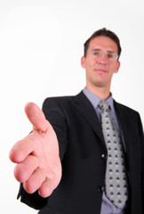 Friendly business hold his hand