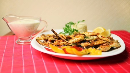 frog legs with couscous