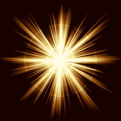 Golden ight burst, fireworks, lens flare