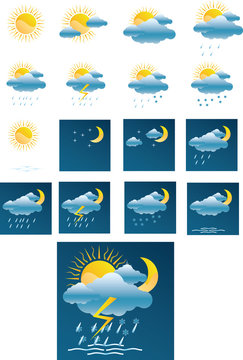 Vector weather forecast icons + All separate