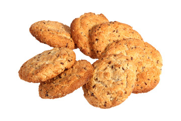 Oatmeal cookies isolated over white with clipping path