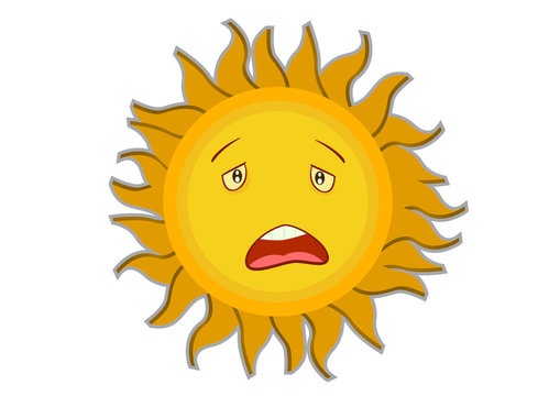 Tired Sun Cartoon Character Illustration in Vector