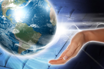 Hands, line, planet earth