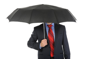 Image of a businessman with umbrella