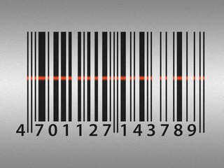 Barcode on stainless steel background