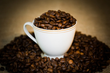 Grain coffee in cup.