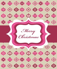 Pink Christmas background with retro frame