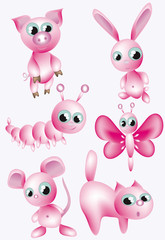 Set:pink animals.