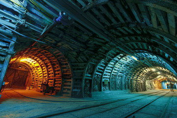 Corridor in a historical mine in Poland - obrazy, fototapety, plakaty